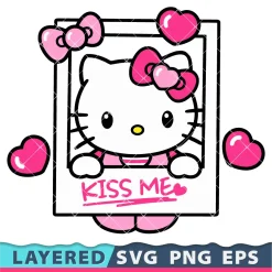 Hello Kitty Kiss Me Valentine's Day Svg