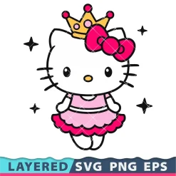 Hello Kitty Princess Svg Pink Dress