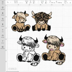 Highland Cow Svg, Cute Cattle Png Transparent, Farm Animals Cricut