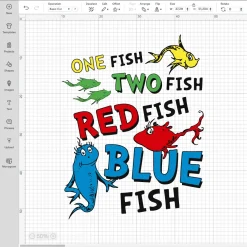 One Fish Two Fish Svg, Dr. Seuss Png Transparent, Fish Characters Cricut