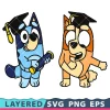 Bluey Bingo Svg, Cartoon Png Transparent, Bluey Graduation Cricut, Silhouette, Clipart, Vector