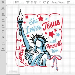 Christian Patriotic Design Transparent Png, Layered Clipart She Loves Jesus America Svg, Silhouette
