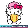 Hello Kitty Heart Softball Svg, Sanrio Sports Png Clipart, Cricut Vector