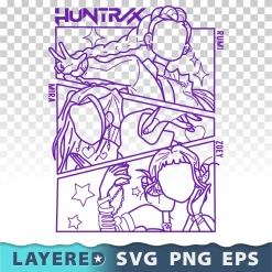 Huntrix Anime Svg, Manga Girls Png Transparent, Comic Panel Cricut, Silhouette, Clipart Project