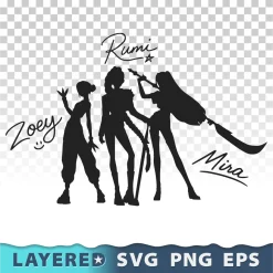 Kpop Band Svg, Rumi Zoey Mira Png Transparent, Girl Group Cricut, Silhouette, Clipart Project