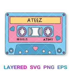 Ateez Svg, Atiny Cassette Png, Kpop Clipart, Cricut