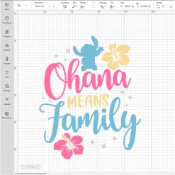 Disney Stitch Family Png, Ohana Tropical Svg, Hibiscus Stitch Clipart Vector, Silhouette