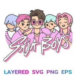 Saja Boys K Pop Svg, Cute Cartoon Anime Png Transparent, Kawaii Cricut, Silhouette, Clipart, Vector