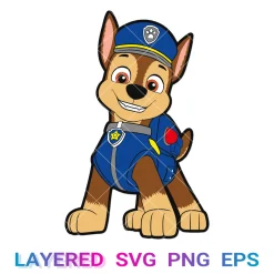 Chase Paw Patrol Svg, Police Pup Png Transparent, Cricut Silhouette, Layered Clipart