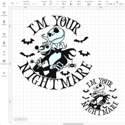 Disney Jack Sally I'm Your Nightmare Png Transparent, Halloween Gothic Layered Svg Clipart, Silhouette, Vector