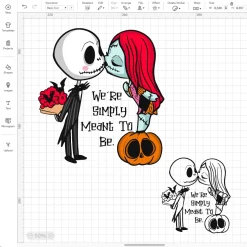 Disney Jack Skellington Sally Transparent Png, Halloween Layered Clipart Svg, Silhouette, Vector