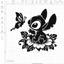 Disney Lilo Stitch Flower Butterfly Transparent Png, Hawaiian Layered Clipart Svg, Silhouette, Vector