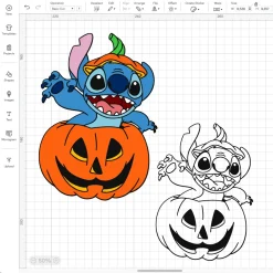 Disney Stitch Jack O Lantern Png Transparent, Halloween Pumpkin Stitch Layered Svg Clipart, Silhouette, Vector