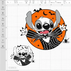 Disney Stitch Jack Skellington Halloween Png, Pumpkin King Skeleton Layered Svg, Cricut, Silhouette, Vector