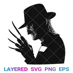 Freddy Krueger Silhouette Svg, Horror Icon Png Transparent, Cricut Silhouette, Layered Clipart