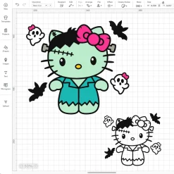Sanrio Hello Kitty Frankenstein Transparent Png, Halloween Layered Clipart Svg, Silhouette, Vector