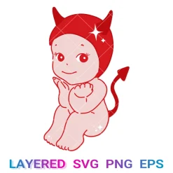 Sonny Angel Devil Svg, Kawaii Japanese Toy Png Transparent, Anime Cricut, Silhouette, Clipart, Vector