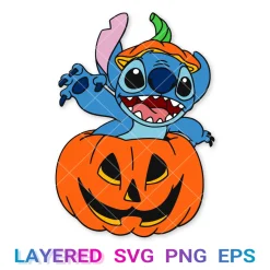 Stitch Halloween Pumpkin Svg, Disney Lilo Stitch Png Transparent, Jack O Lantern Cricut, Silhouette, Clipart, Vector