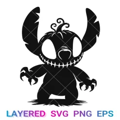 Stitch Pumpkin Head Svg, Halloween Png Transparent, Cricut Silhouette, Layered Clipart
