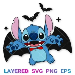 Stitch Vampire Halloween Svg, Disney Lilo Stitch Png Transparent, Cricut, Silhouette, Clipart, Vector